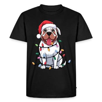 Dogue Argentino Lumières de Noël Noël Chiens Cadeaux - T-shirt Premium bio Homme - noir - Devant - Nico (187cm)