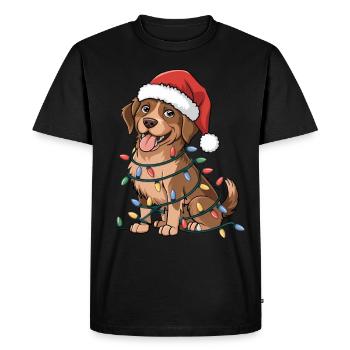 Chesapeake Bay Retriever Noël lumières Noël chien - T-shirt Premium bio Homme - noir - Devant - Nico (187cm)