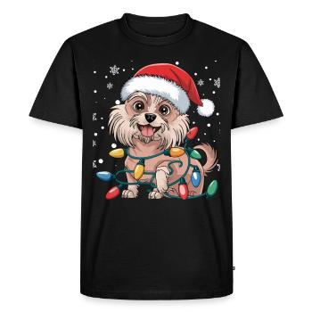 Lumières de Noël chinoises à crête Noël Chiens Cadeaux - T-shirt Premium bio Homme - noir - Devant - Nico (187cm)