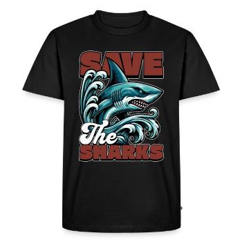 Shark Enthusiast Save The Sharks Marine Biologist - Men's Premium Organic T-Shirt - black - Front - Nico (187cm)