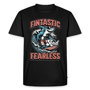 Amateur de requins, fintastique et apnée intrépide - T-shirt Premium bio Homme - noir - Devant - Nico (187cm)
