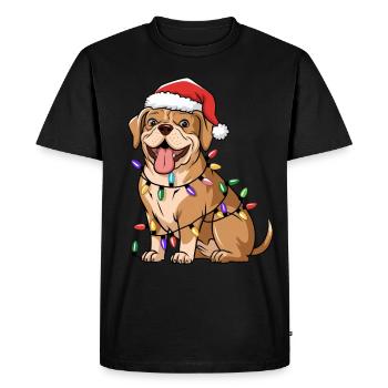 Dogue de Bordeaux Lumières de Noël Chiens Cadeaux - T-shirt Premium bio Homme - noir - Devant - Nico (187cm)
