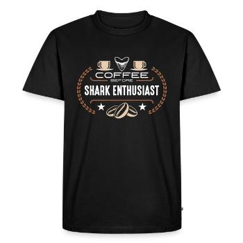 Shark Enthusiast Coffee Oceanologist Coffee Lover - Men's Premium Organic T-Shirt - black - Front - Nico (187cm)