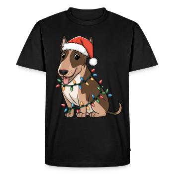 Miniature Bull Terrier Noël Lumières Noël Chiens - T-shirt Premium bio Homme - noir - Devant - Nico (187cm)