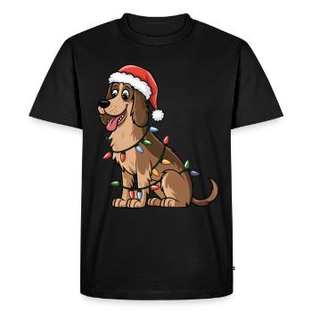 Irish Wolfhound Christmas Lights Xmas Dogs Gifts - Men's Premium Organic T-Shirt - black - Front - Nico (187cm)
