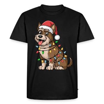 Terrier irlandais Noël lumières Noël chiens cadeaux - T-shirt Premium bio Homme - noir - Devant - Nico (187cm)