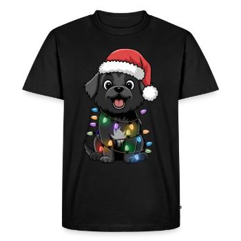 Schipperke Christmas Lights Xmas Dogs Gifts - Men's Premium Organic T-Shirt - black - Front - Nico (187cm)