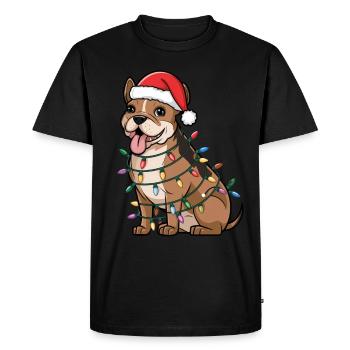 Staffordshire Bull Terrier Noël Lumières Noël - T-shirt Premium bio Homme - noir - Devant - Nico (187cm)