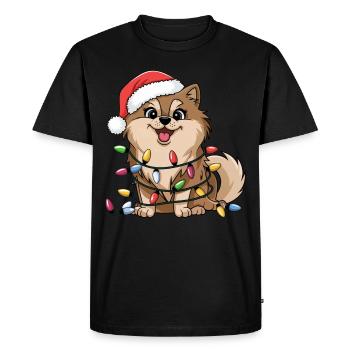 Lumières de Noël Poméranienne Noël Chiens Cadeaux - T-shirt Premium bio Homme - noir - Devant - Nico (187cm)