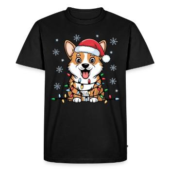 Pembroke Welsh Corgi Noël Lumières Noël Chiens - T-shirt Premium bio Homme - noir - Devant - Nico (187cm)