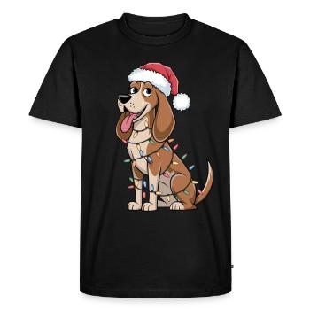 Pharaon Chien Noël Lumières Noël Chiens Cadeaux - T-shirt Premium bio Homme - noir - Devant - Nico (187cm)