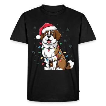 Saint Bernard Noël Lumières Noël Chiens Cadeaux - T-shirt Premium bio Homme - noir - Devant - Nico (187cm)
