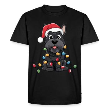 Scottish Terrier Noël Lumières Noël Chiens Cadeaux - T-shirt Premium bio Homme - noir - Devant - Nico (187cm)