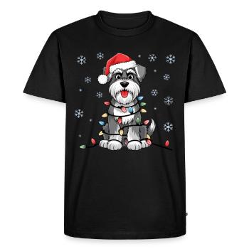Standard Schnauzer Christmas Lights Xmas Dogs - Men's Premium Organic T-Shirt - black - Front - Nico (187cm)