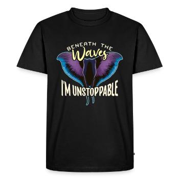 Raies Manta Sous Les Vagues Plongée Sous-marine Nageur - T-shirt Premium bio Homme - noir - Devant - Nico (187cm)