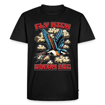 Bird Enthusiast Fly High Dream Big Ornithologist - Men's Premium Organic T-Shirt - black - Front - Nico (187cm)