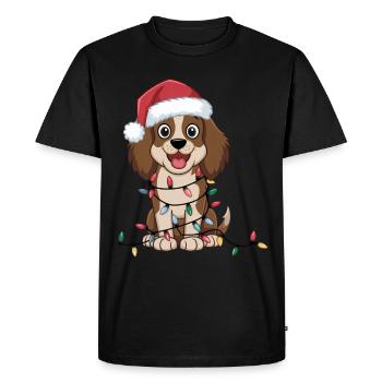 Welsh Springer Spaniel Noël Lumières de Noël - T-shirt Premium bio Homme - noir - Devant - Nico (187cm)