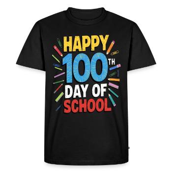 Joyeux 100e jour d’école Coloré Enfants Filles Garçons - T-shirt Premium bio Homme - noir - Devant - Nico (187cm)