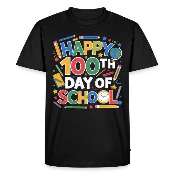 Bonne 100e journée d’école Classe colorée - T-shirt Premium bio Homme - noir - Devant - Nico (187cm)