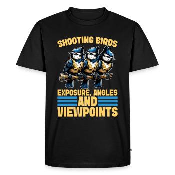 Photographie d’oiseaux Prise de vue Exposition des oiseaux Observation des oiseaux - T-shirt Premium bio Homme - noir - Devant - Nico (187cm)