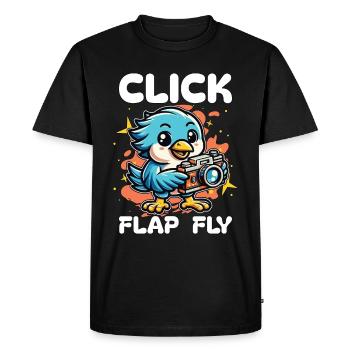Bird Photography Click Flap Fly Ornithologist - Men's Premium Organic T-Shirt - black - Front - Nico (187cm)