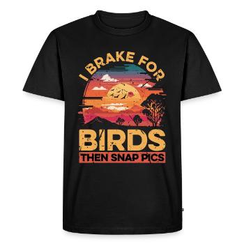 Photographie d’oiseaux I Brake Pour Oiseaux Ornithologue - T-shirt Premium bio Homme - noir - Devant - Nico (187cm)