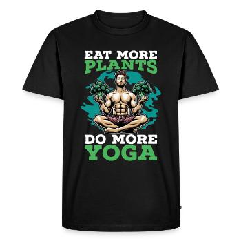 Végétarien, mange plus de plantes, aime le mode de vie végétalien - T-shirt Premium bio Homme - noir - Devant - Nico (187cm)