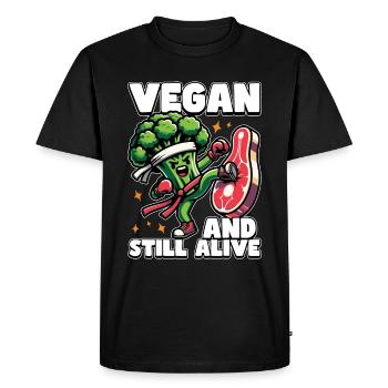 Vegetarian Vegan And Still Alive Animal Welfare - Men's Premium Organic T-Shirt - black - Front - Nico (187cm)