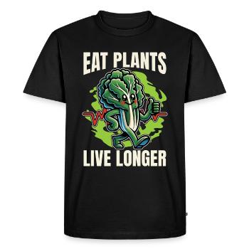 Végétarien Manger des plantes Vivre plus longtemps Mode de vie végétalien - T-shirt Premium bio Homme - noir - Devant - Nico (187cm)