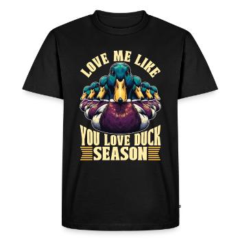 Canard colvert, aime-moi comme tu aimes l’oiseau d’eau - T-shirt Premium bio Homme - noir - Devant - Nico (187cm)