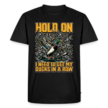 Canard colvert, accrochez-vous, j’ai besoin d’obtenir un oiseau d’eau - T-shirt Premium bio Homme - noir - Devant - Nico (187cm)