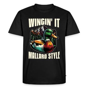 Mallard Duck Wingin' It Mallard Style Duck Hunter - Men's Premium Organic T-Shirt - black - Front - Nico (187cm)