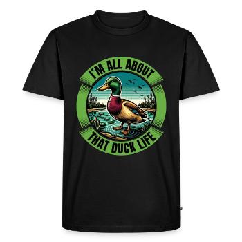 Canard colvert Je suis tout au sujet de cet oiseau d’eau de canard - T-shirt Premium bio Homme - noir - Devant - Nico (187cm)