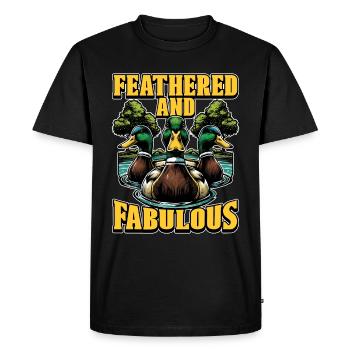 Canard colvert à plumes et oiseau d’eau fabuleux - T-shirt Premium bio Homme - noir - Devant - Nico (187cm)