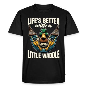 La vie du canard colvert est meilleure avec un peu de sauvagine - T-shirt Premium bio Homme - noir - Devant - Nico (187cm)