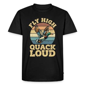 Canard colvert mouche haut coin-coin bruyant rétro oiseau d’eau - T-shirt Premium bio Homme - noir - Devant - Nico (187cm)