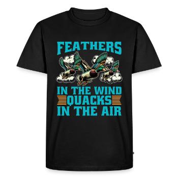 Canard colvert plumes dans le vent Canard passionné - T-shirt Premium bio Homme - noir - Devant - Nico (187cm)