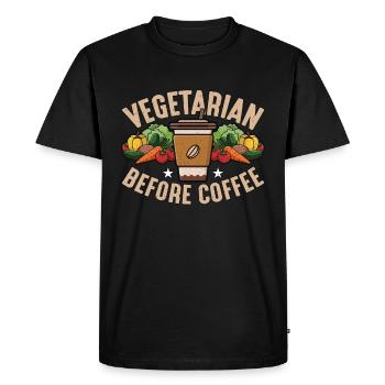 Vegetarian Before Coffee Veganism Coffee Lover - Men's Premium Organic T-Shirt - black - Front - Nico (187cm)
