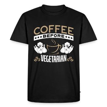 Vegetarian Coffee Before Nutritionist Coffee Lover - Men's Premium Organic T-Shirt - black - Front - Nico (187cm)