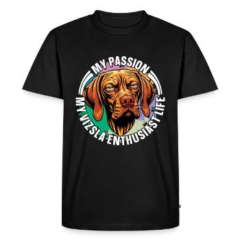 Vizsla Enthusiast Ma Passion Mon Vizsla Éleveur de Chiens - T-shirt Premium bio Homme - noir - Devant - Nico (187cm)