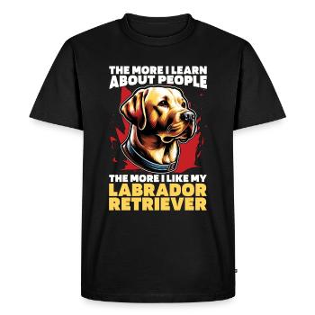 Labrador Retriever The More I Learn Labrador Dog - Men's Premium Organic T-Shirt - black - Front - Nico (187cm)