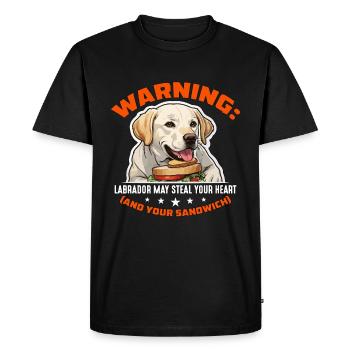 Labrador Retriever Warning Labrador May Pet Owner - Men's Premium Organic T-Shirt - black - Front - Nico (187cm)