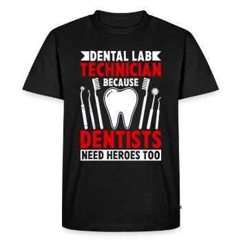Chemise de technicien dentaire amusante – Heroes of the Dentist - T-shirt Premium bio Homme - noir - Devant - Nico (187cm)