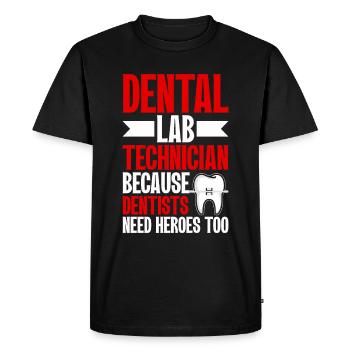 Chemise de technicien dentaire amusante – Heroes of the Dentist - T-shirt Premium bio Homme - noir - Devant - Nico (187cm)