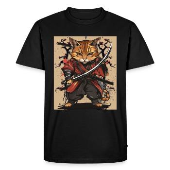 Samurai Japanese Warrior Cat - Men's Premium Organic T-Shirt - black - Front - Nico (187cm)