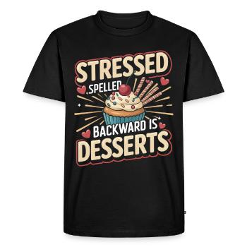 Stressed Spelled Backward Is Desserts Food Lover - Men's Premium Organic T-Shirt - black - Front - Nico (187cm)