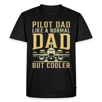 Pilot Dad – Like a normal dad, only cooler - Men's Premium Organic T-Shirt - black - Front - Nico (187cm)