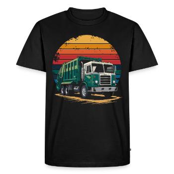 Retro Recycling Garbage Truck Sanitation Worker - Men's Premium Organic T-Shirt - black - Front - Nico (187cm)