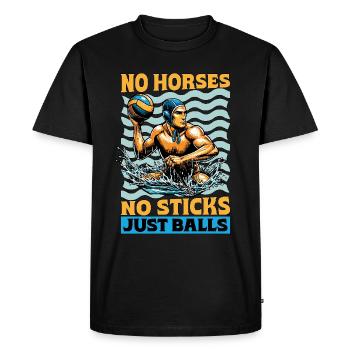 Water-polo Pas de chevaux, pas de bâtons, juste des balles de natation - T-shirt Premium bio Homme - noir - Devant - Nico (187cm)