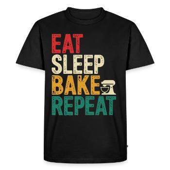 Eat Sleep Bake Repeat Funny Baking Gifts - Men's Premium Organic T-Shirt - black - Front - Nico (187cm)